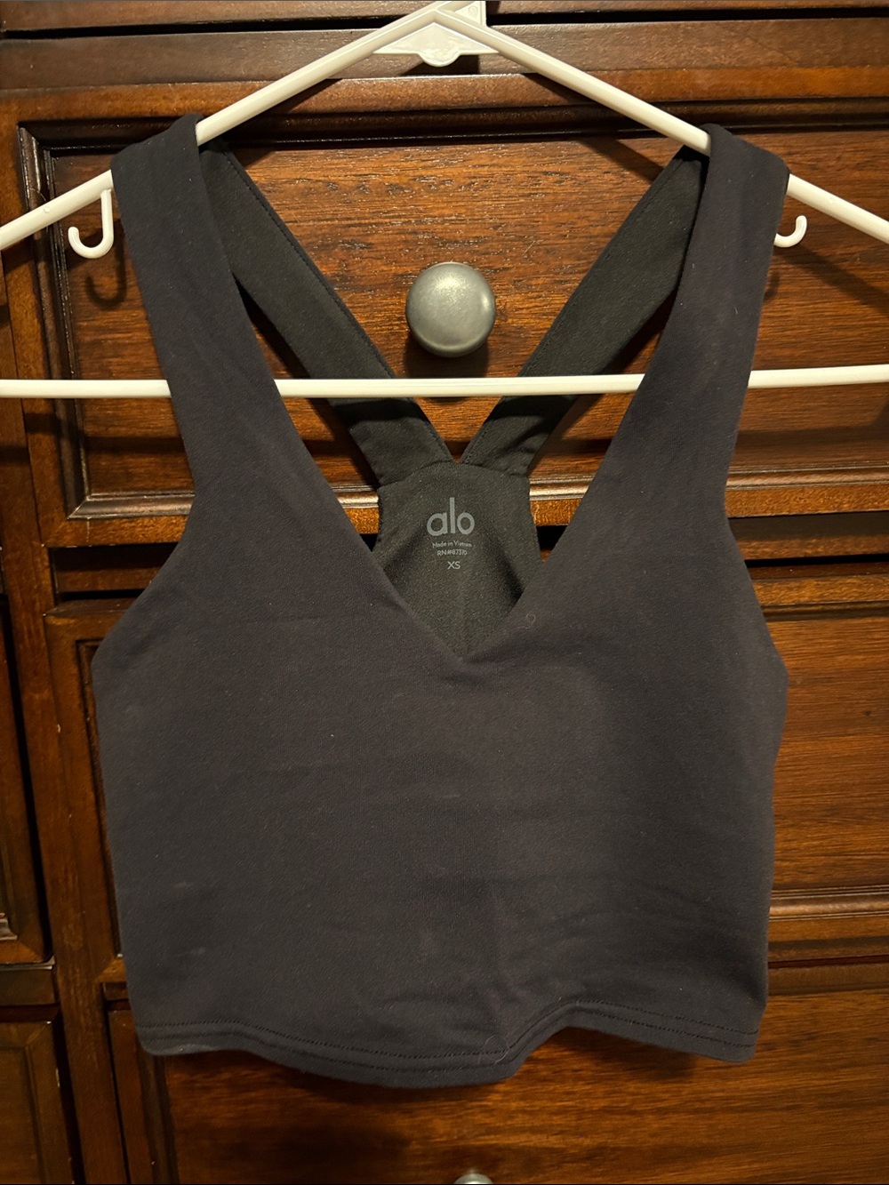 ALO Yoga Black V-Neck Cropped Bra Top